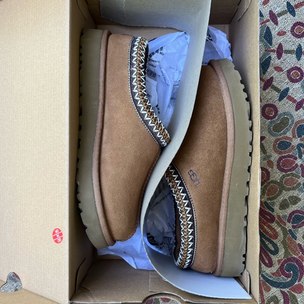 UGG Chestnut Tasman Slippers with Woven Detail